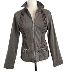 ACEZUNG Jean Jacket with Cable Knit Sweater Design